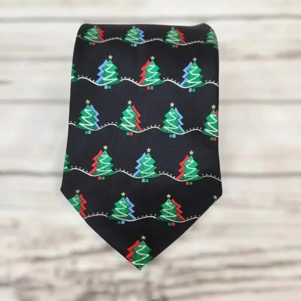 Holidays Christmas Tree Handmade Tie Office Party Silk Christmas